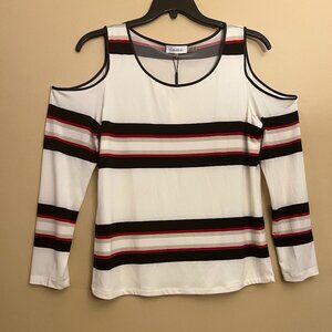 Calvin Klein women's cold shoulder striped top NWT, Size L
